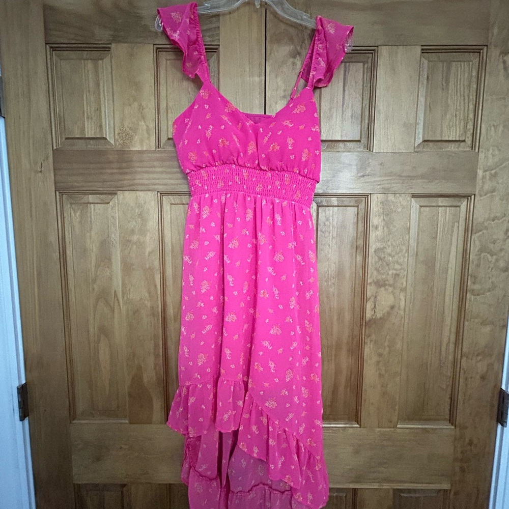 Pink Floral Ruffle Dress